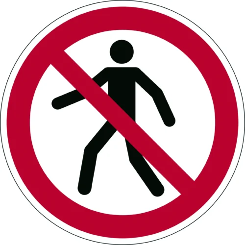 Pedestrians prohibited’ Ø430mm self-ad.