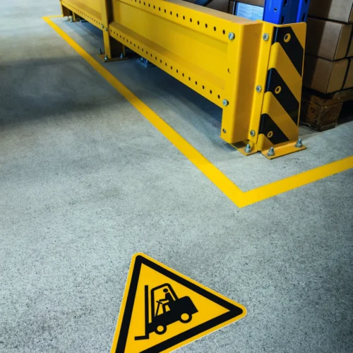 Caution! Forklifts’ 430x430mm self-ad.