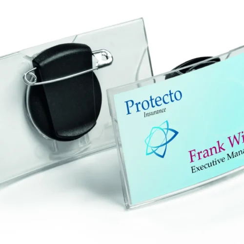 Name badge KONVEX 40x75mm combi clip