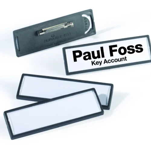 Name badge CLIP CARD 17x67mm flat pin