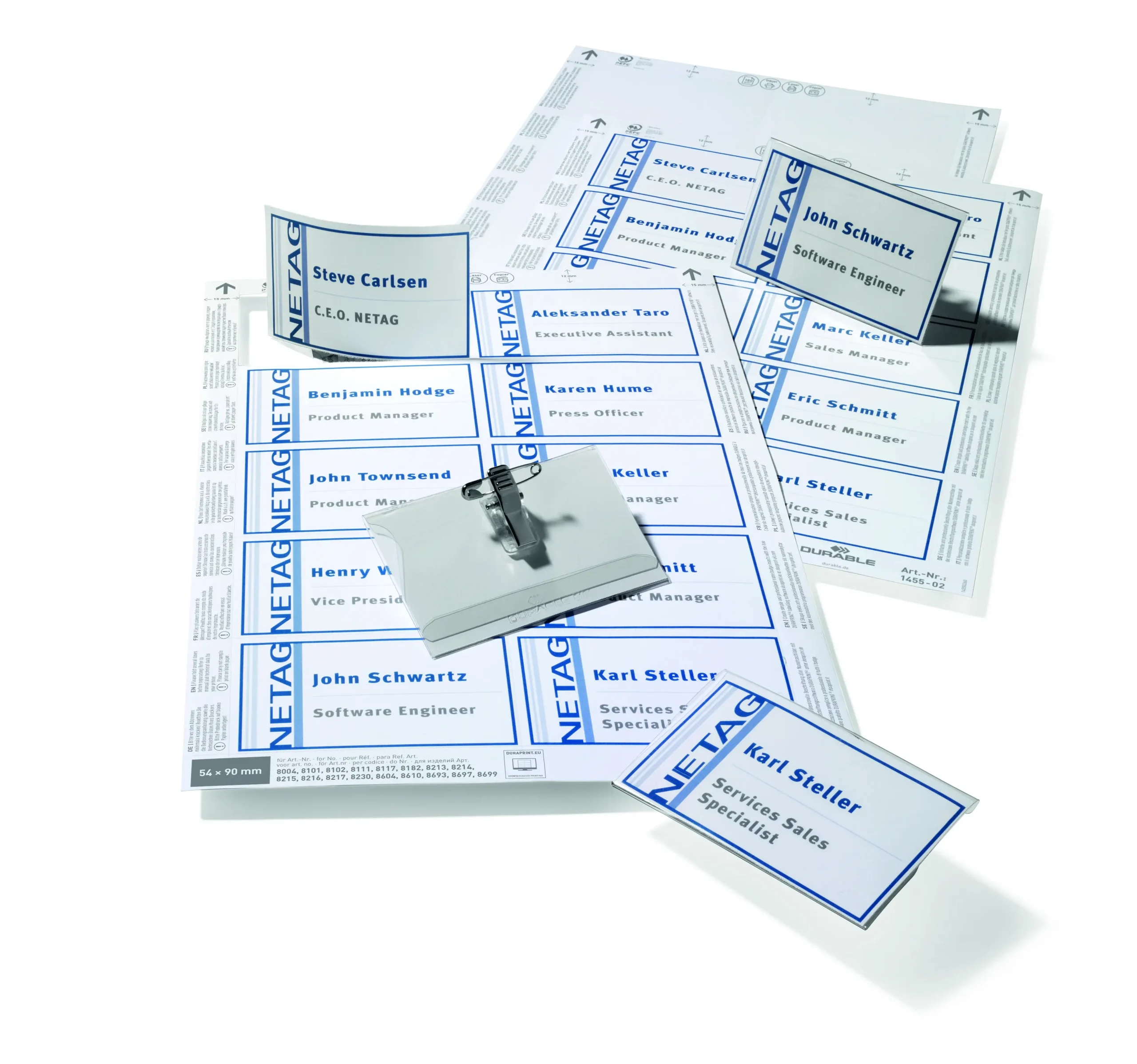 Name badges set 54x90mm combi clip