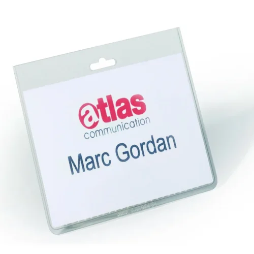 Name badge 60x90mm Euro perf. small pack