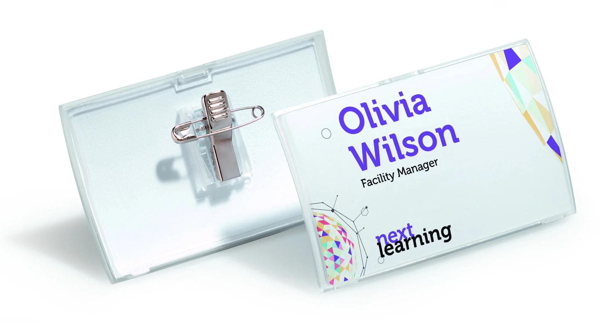 Name badge CLICK FOLD 40x75mm c. clip PP
