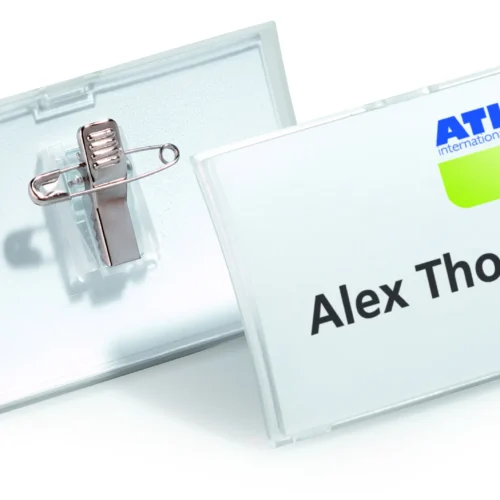 Name badge CLICK FOLD 54x90mm c. clip PP