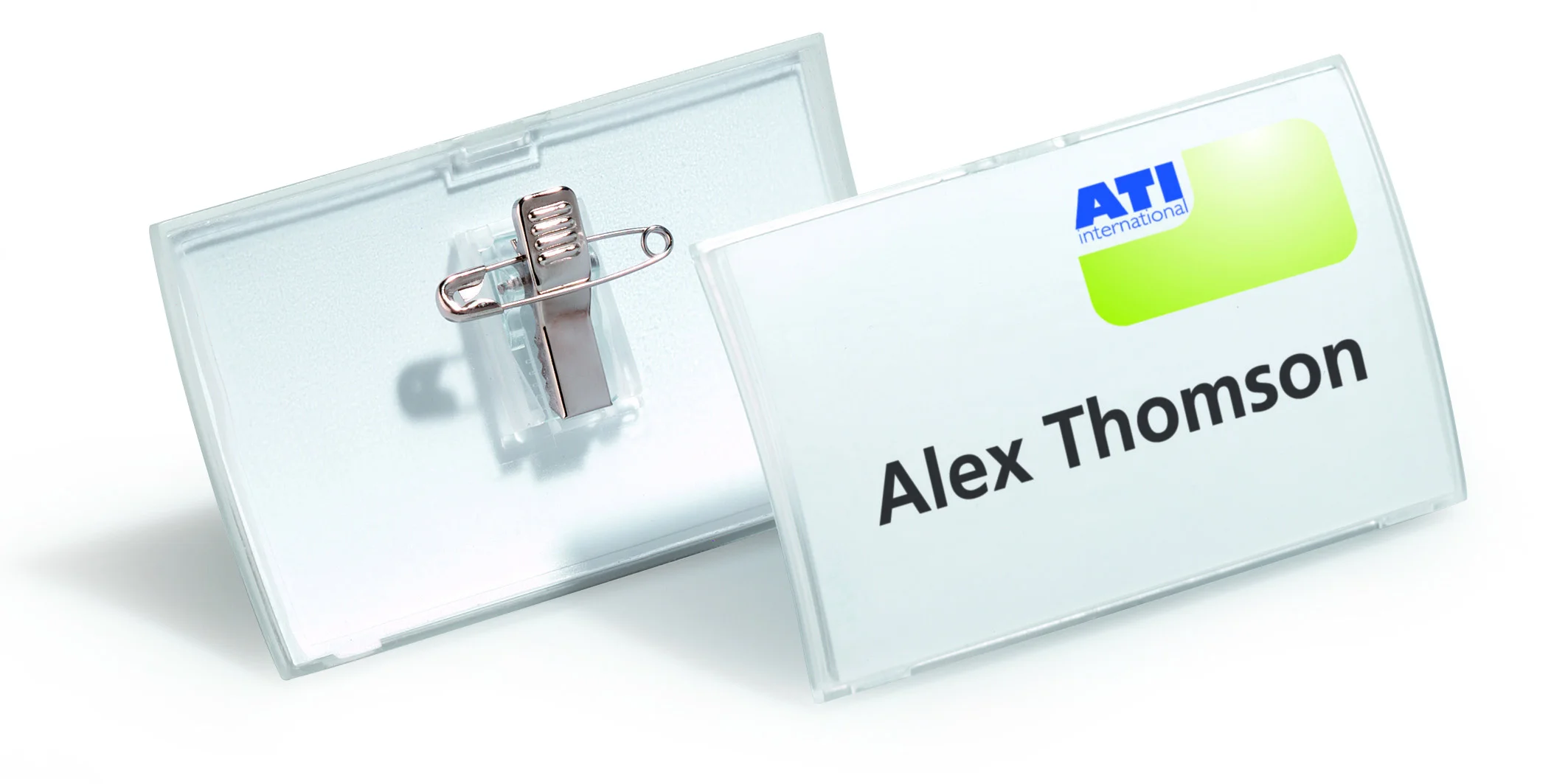 Name badge CLICK FOLD 54x90mm c. clip PP