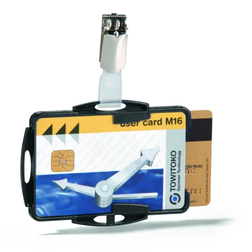 ID card holder clip for 2 cards