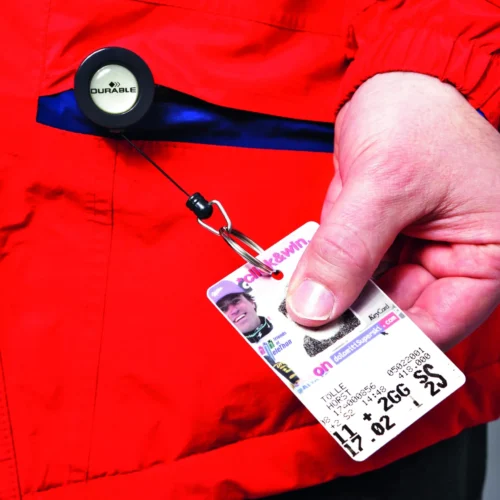 Retractable reel with keyring