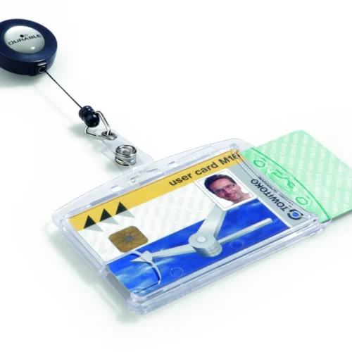 ID card hold. ENCLOSED bdg. reel 2 cards