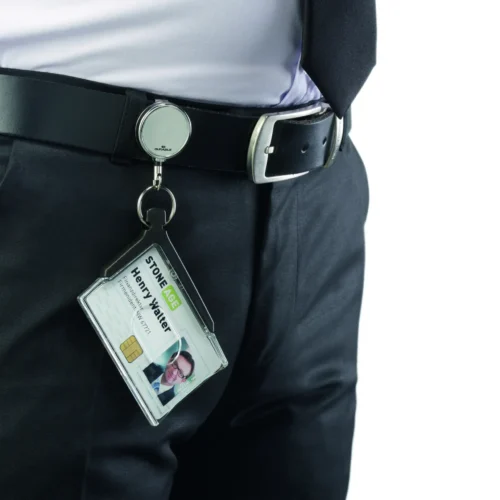 ID hold. DE LUXE badge reel chr. 1 card