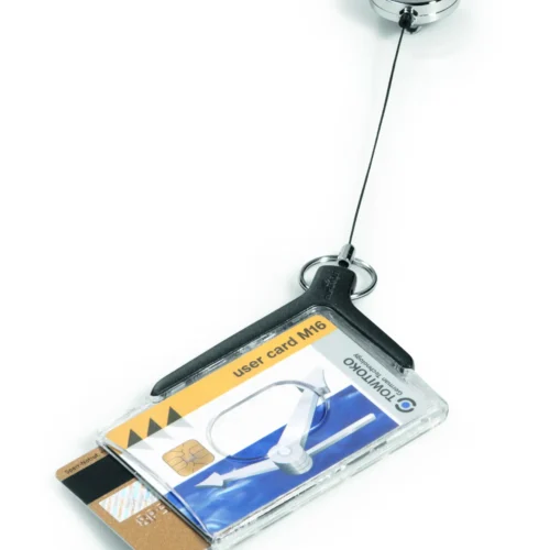 ID hold. DE LUXE badge reel chr. 2 cards