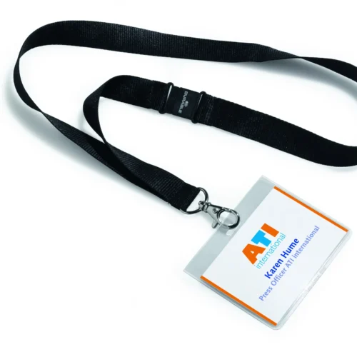 Name badge 60x90mm textile lanyard 20