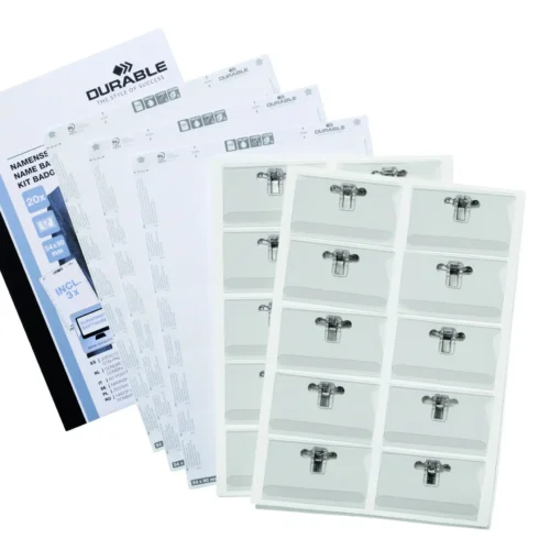 Name badges set 54x90mm combi clip bg/10
