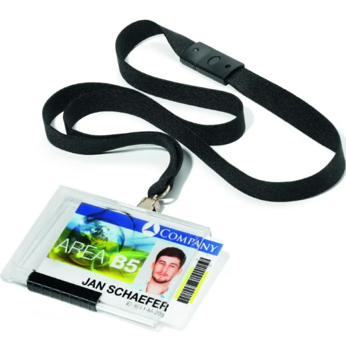 ID holder PUSHBOX text. lanyard 1 card